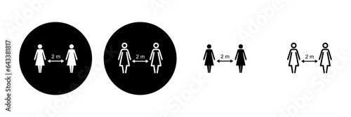 Social distancing icon set. social distance icon. self quarantine sign