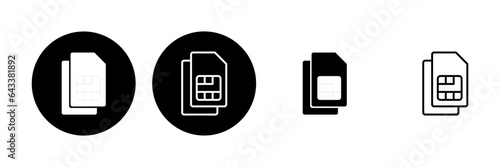 Sim card icon set. dual sim card icon vector