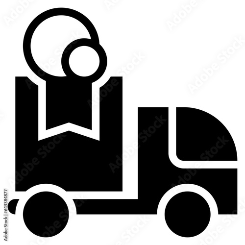 delivery gift truck services solid glyph