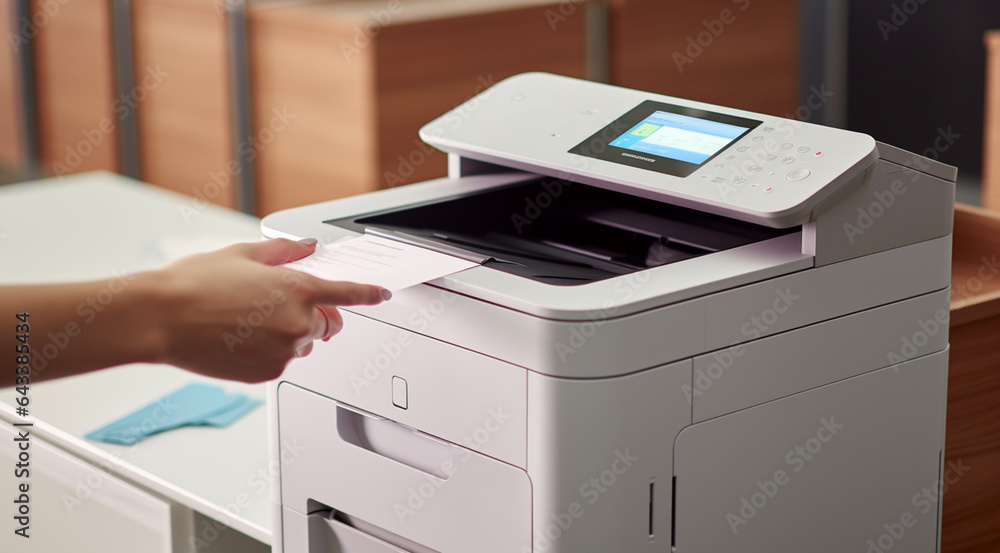 person in the office holding a paper on the printer generativa IA person in the office holding a paper on the printer generativa IA