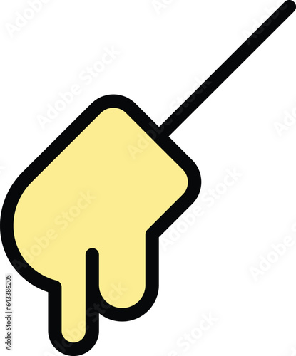 Hot cheese fondue icon outline vector. Fork chocolate. Fondu cooking color flat