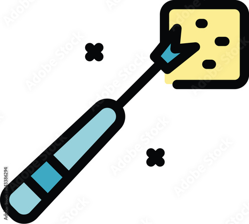 Fondue fork icon outline vector. Cheese fork. Melt cooking color flat