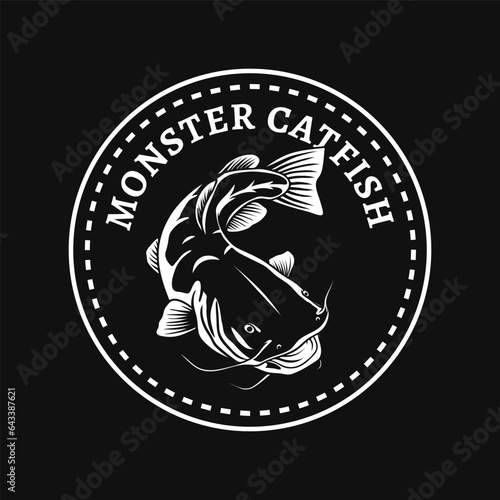 monster catfish badge logo design