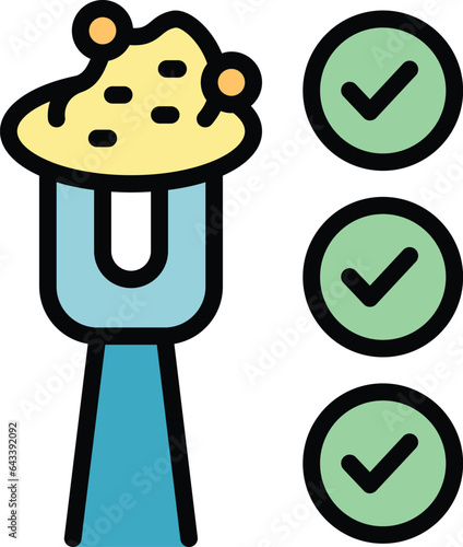 Food critic icon outline vector. Safety inspection. Certificate quality color flat