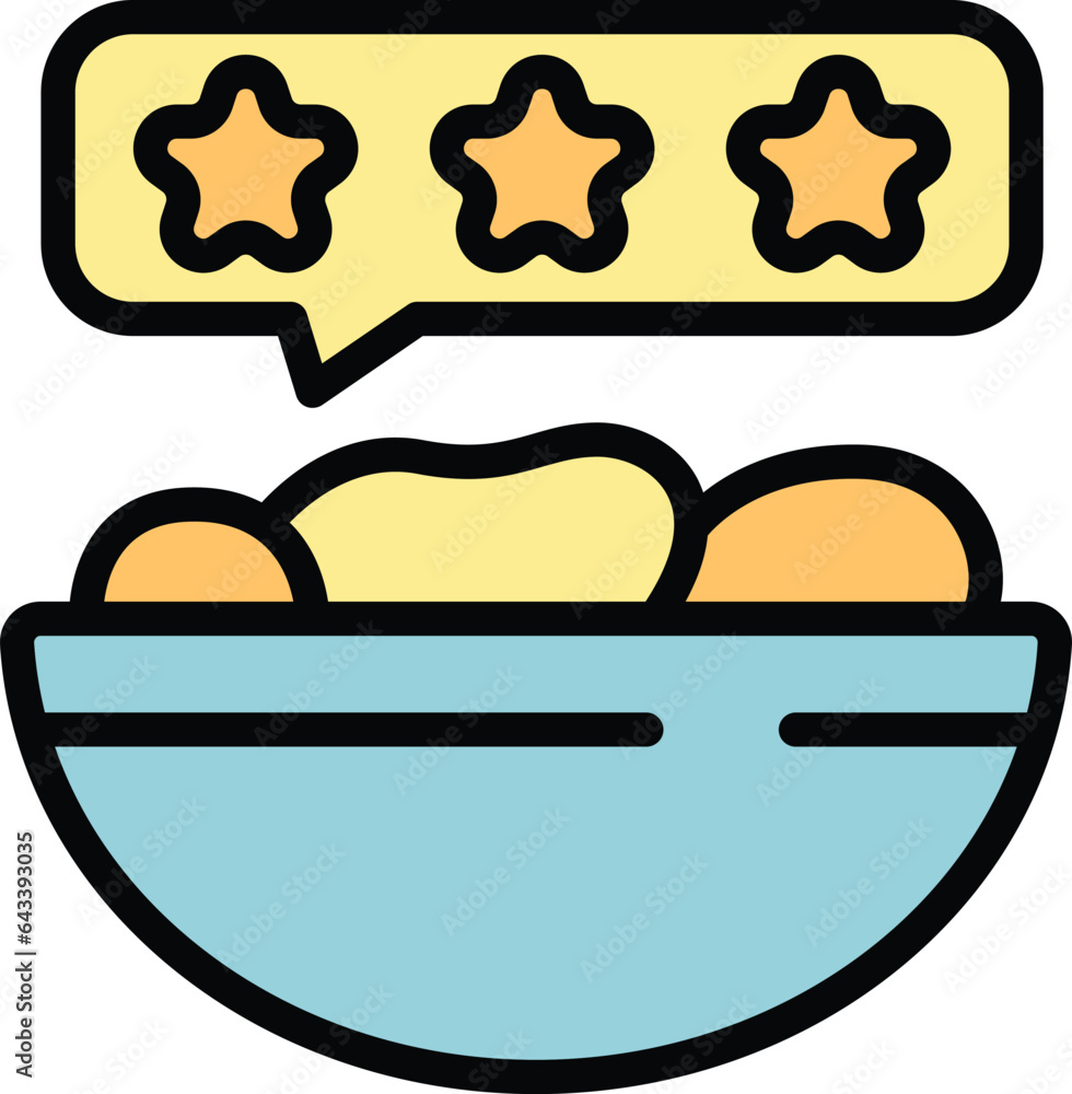 Food bowl review icon outline vector. Safety quality. Happy eat color flat Food bowl review icon outline vector. Safety quality. Happy eat color flat