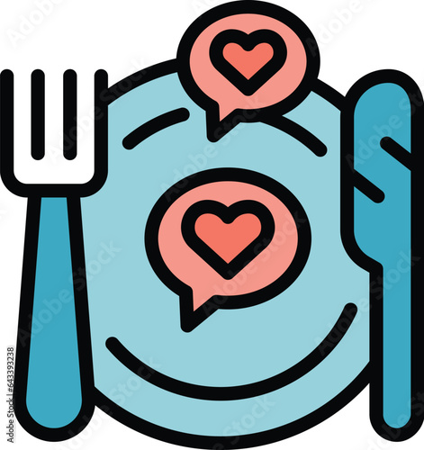 Lovely food icon outline vector. Safety quality. Happy critic color flat