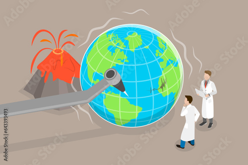 3D Isometric Flat Vector Conceptual Illustration of Predicting Natural Disasters photo