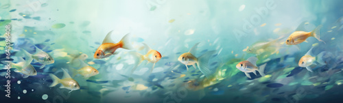 Fishes underwater banner
