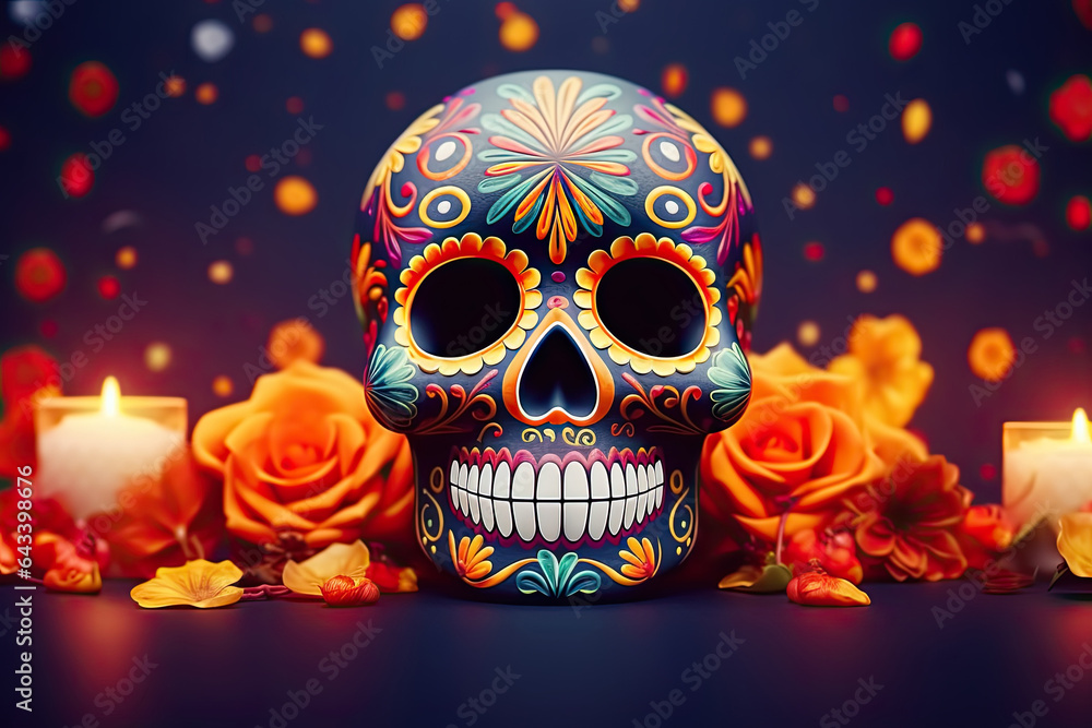 Skull with Candles for the day of the dead Skull with Candles for the day of the dead