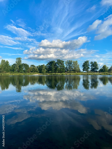 Beautiful lakeside view from a small lake