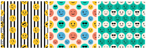 Smile Seamless Pattern Design Illustration with Smiling Character and Happiness Face in Template Hand Drawn Cartoon Flat Design