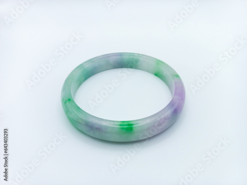 Light green And Purple Color Combination Jade Bracelet Isolated On White Background