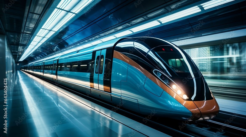 High-speed maglev train passing through a sleek urban tunnel
High-speed maglev train passing through a sleek urban tunnel