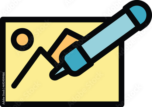 Digital pen icon outline vector. Computer design. Pad stylus color flat