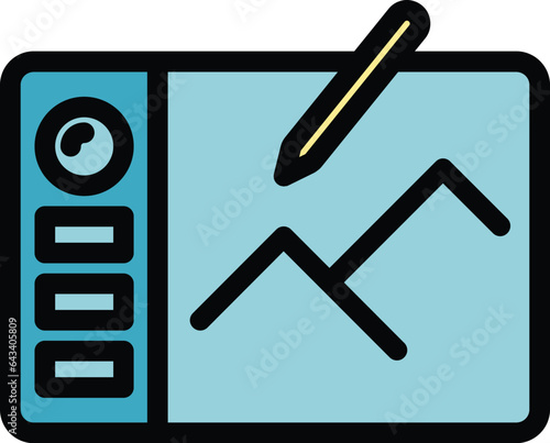 Mountain draw icon outline vector. Stylus pen. Work tool color flat