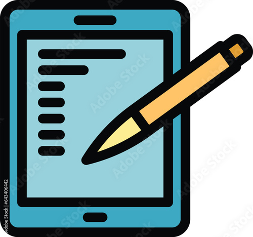 Draw pencil icon outline vector. Digital pen. Tablet stylus color flat