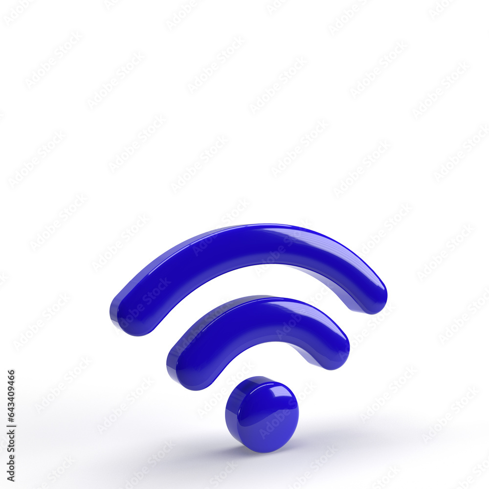 Wifi icon 3d render, blue color Wifi icon 3d render, blue color