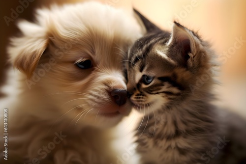 キスをする子犬と子猫　with generative ai © CrioStudio