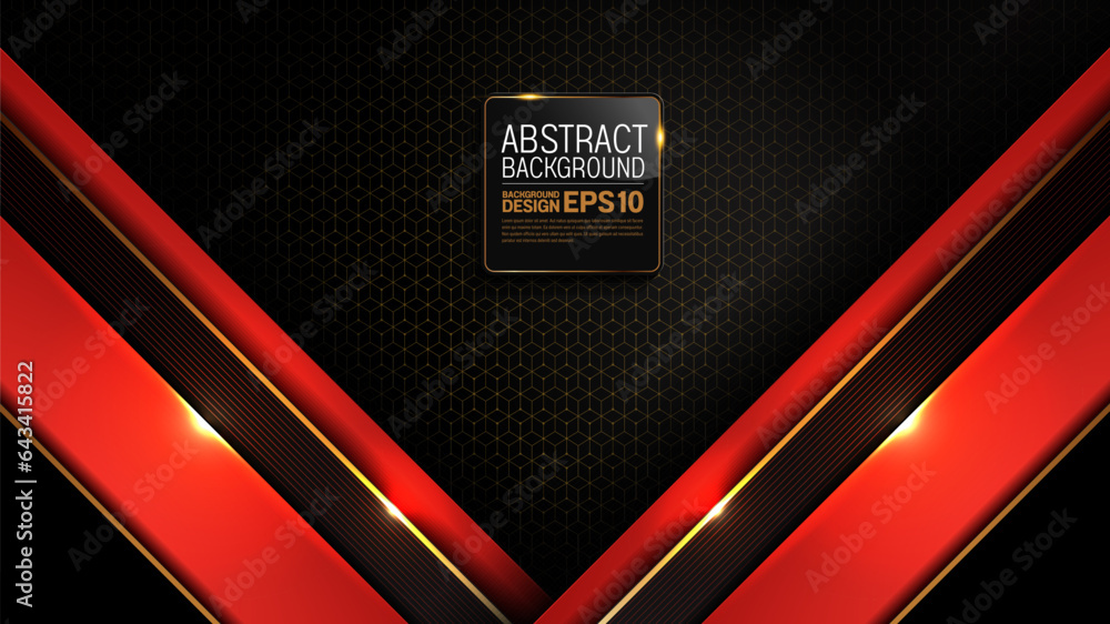 Abstract Gold Black and Red Polygon, Glow Lines on Dark Steel Mesh Background, Modern Technology Innovation Concept, Dynamic Geometric Composition. Abstract Gold Black and Red Polygon, Glow Lines on Dark Steel Mesh Background, Modern Technology Innovation Concept, Dynamic Geometric Composition.