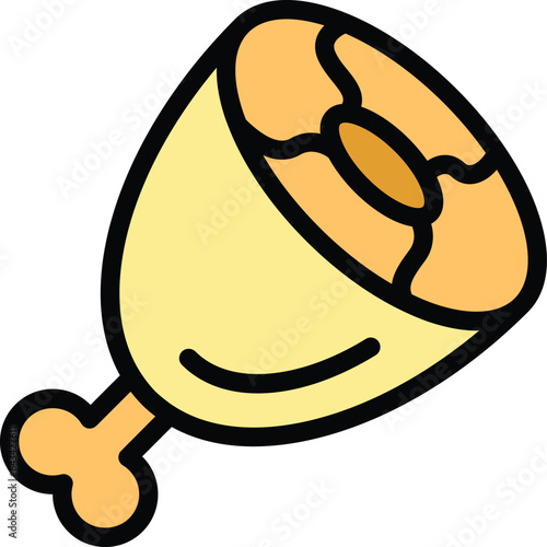 Meat icon outline vector. Paleo diet. Food free color flat