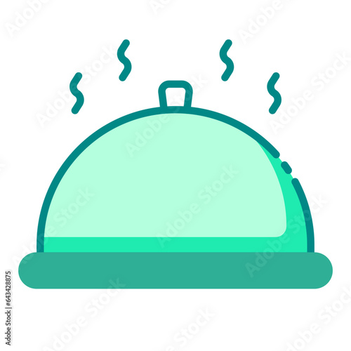 Cloche for serving Dish  green color icon