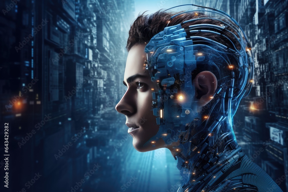 concept of machine learning , AI and Cyber technology concept of machine learning , AI and Cyber technology