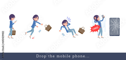 スマホを落としてしまう広報担当女性のセット