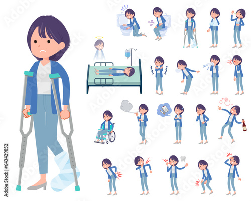 怪我や病気の状態の広報担当女性のセット