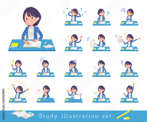 勉強に関する広報担当女性のセット