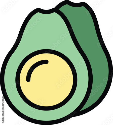 Avocado fruit icon outline vector. Diet food. Paleo diet color flat