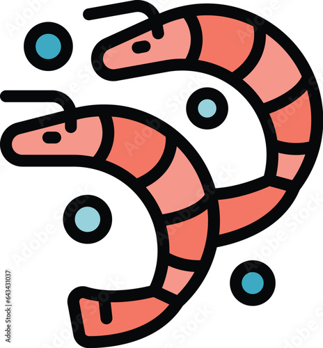 Shrimp sea food icon outline vector. Paleo diet. Keto badge color flat