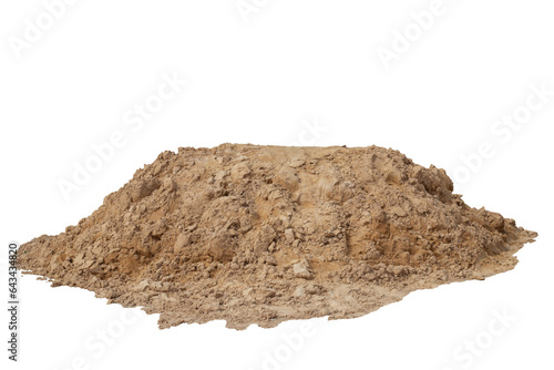 Pile of sand in construction site isolated on white background included clipping path.