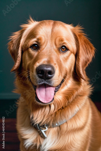 Studio Portrait of an Adorable Golden Retriever in the Spotlight  be enchanted by the undeniable cuteness of this furry little friend and his irresistible visual appeal.