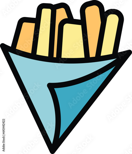 Churro menu icon outline vector. Chocolate food. Mexican dessert color flat