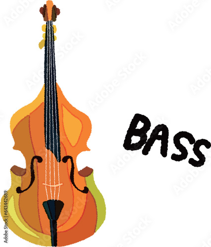 Vector illustration of an artistic double bass.