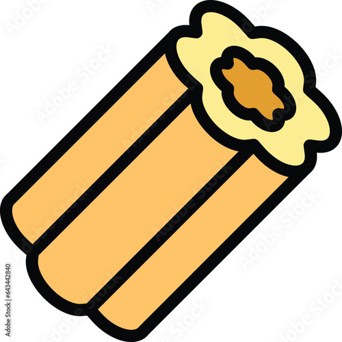 Churro firewood icon outline vector. Spanish food. Pastry mexican color flat