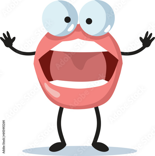Funny Big Mouth Character Vector Cartoon Design Illustration. Cheerful blabbermouth speaking and talking all the time
 photo