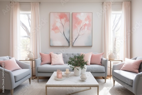 Sweet color pastel living room studio interior decoration background.