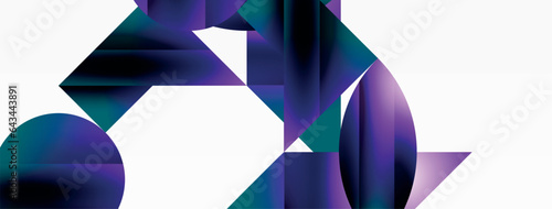 Serene gradient template. Circles and triangles mingle in minimalist perfection. Gentle fusion of forms and hues creates balanced yet captivating backdrop, embodying modern sophistication