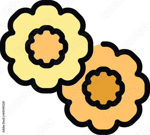 Cake churro icon outline vector. Spanish food. Pastry spain color flat