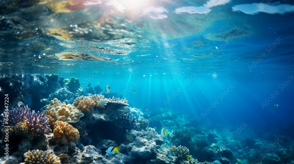 background Clear underwater scene with corals