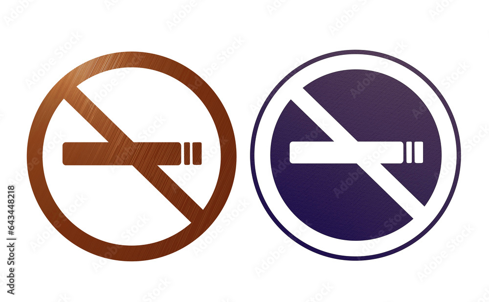  NO Smoking red and blue icon symbol with texture