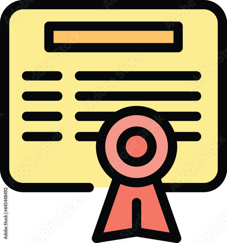 Babysitter service diploma icon outline vector. Baby education. Kid nanny color flat