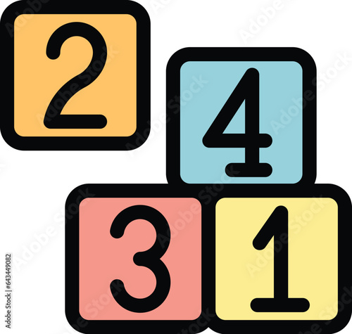 Baby cubes icon outline vector. Babysitter education. Nanny service color flat