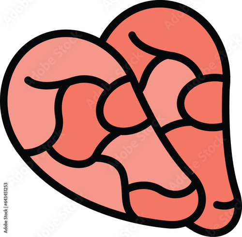 Raw fresh meat icon outline vector. Pork beef. Steak chicken color flat