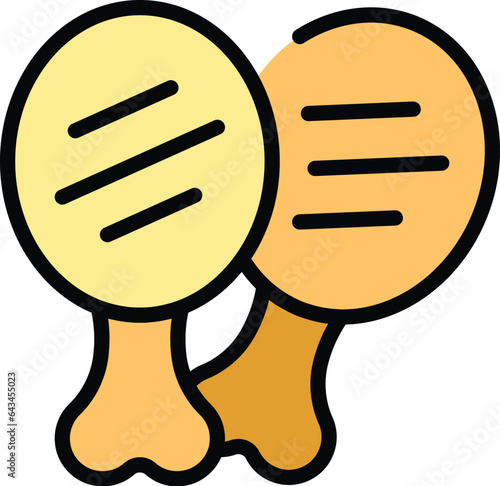 Chicken meat leg icon outline vector. Pork lamb. Cook product color flat