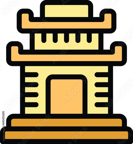 Cambodia temple icon outline vector. Travel culture. Tourism map color flat