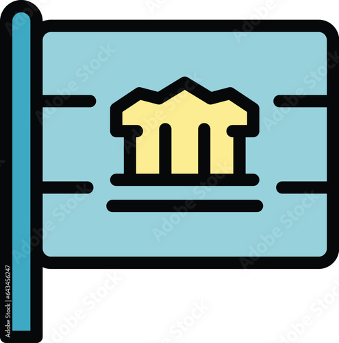 Cambodia flag icon outline vector. Landmark culture. City trip color flat