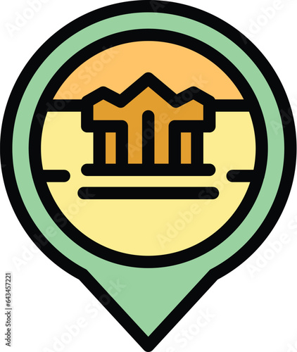 Cambodia location icon outline vector. Temple map. National skyline color flat