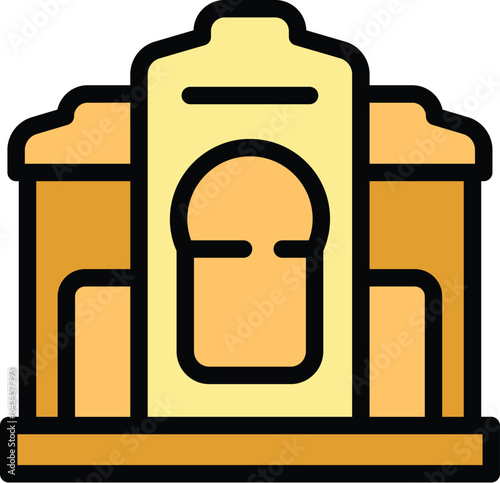 Temple house icon outline vector. Travel culture. City skyline color flat